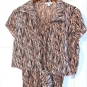 Bar III Women's Zebra Pants set sz M & Top sz L